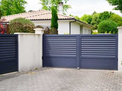 grey gate of home aluminum portal suburb door in house