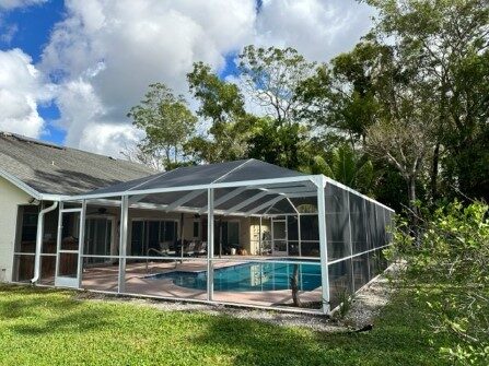 screen pool enclosure with roof