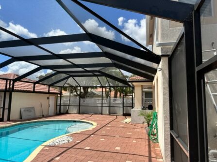 screen pool enclosure with roof