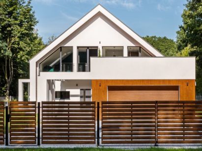 Modern home with fence