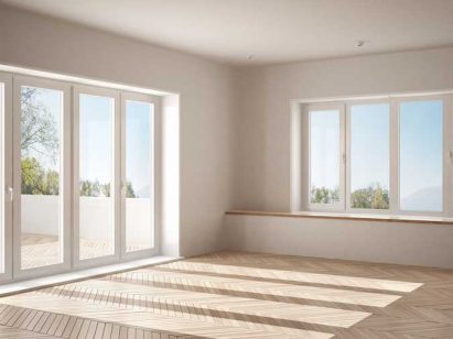 empty commercial space with impact windows