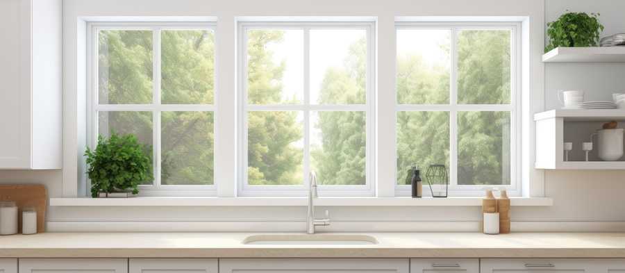 Bright kitchen with white counters and impact windows