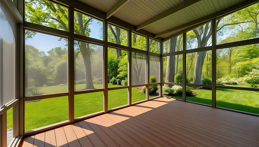 Modern screened porch enclosure